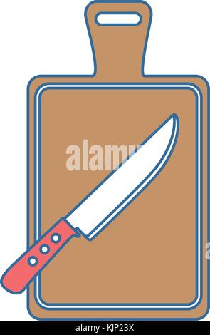 kitchen board with knife Stock Vector