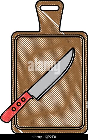 kitchen board with knife Stock Vector