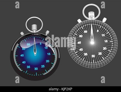 stopwatch isolated on black background Stock Vector