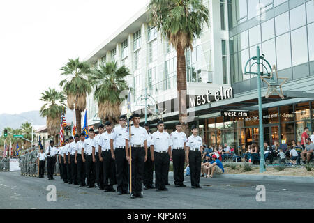 Cadets from the California Cadet Corps' 322nd Battalion, 9th Brigade, at Riverside County Education Academy in Moreno Valley, California, march Nov. 11, 2017, during the 21st annual Palm Springs Veterans Day Parade in Palm Springs, California. The cadets are part of about 7,000 students statewide who participate in the California Cadet Corps, which is one element of the California National Guard's youth and community programs. Riverside County Education Academy is a military-themed charter high school with multiple locations in the county. (Air National Guard photo by Senior Airman Crystal Hou Stock Photo