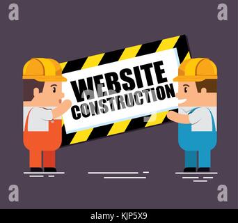 website under construction background with workers vector illustration ...