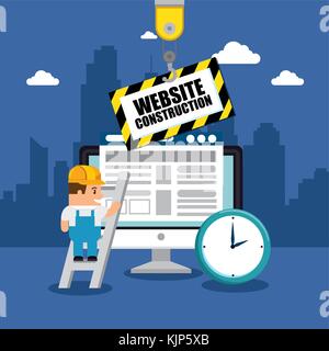 website under construction background with workers vector illustration ...