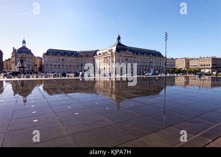 Water Mirror - Place de la Bourse - Bordeaux - France Stock Photo