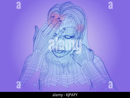 woman headache. abstract illustration of female Stock Vector