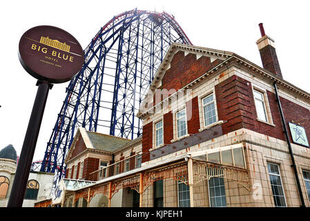 The old Star pub(now demolished) on Blackpool seafront by the Big One roller coaster Stock Photo