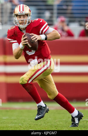 Santa Clara, California, USA. 19th Jan, 2020. San Francisco 49ers  quarterback Jimmy Garoppolo (10) and fullback Kyle Juszczyk (44) pregame on  Sunday, January 19, 2020, at Levis Stadium in Santa Clara, California.