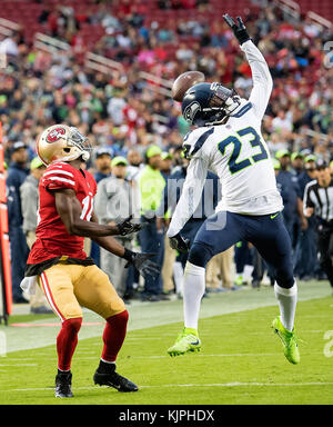 Seattle, WA, USA. 3rd Oct, 2019. Seattle Seahawks cornerback Neiko Thorpe  (23) carries the ''12'' flag before a game between the Los Angeles Rams and  Seattle Seahawks at CenturyLink Field in Seattle