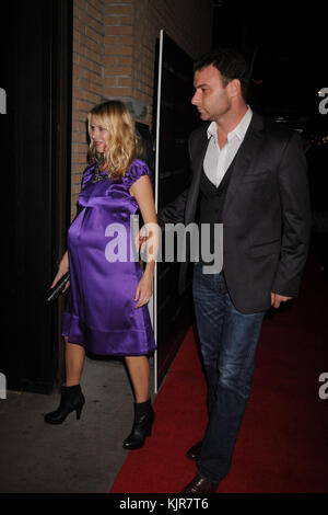 NEW YORK - OCTOBER 13: Actress Naomi Watts and husband, actor Liev Schreiber attend a screening of 'Filth and Wisdom' hosted by The Cinema Society and Dolce and Gabbana at the IFC Center on October 13, 2008 in New York City   People:  Naomi Watts, Liev Schreiber Stock Photo