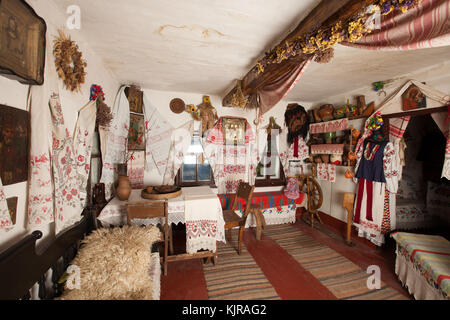 interior of the Ukrainian house authentic embroidery and decoration of the house Stock Photo