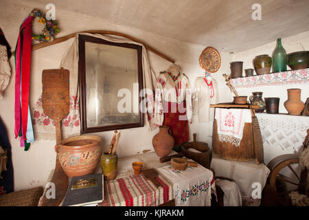 interior of the Ukrainian house authentic embroidery and decoration of the house Stock Photo