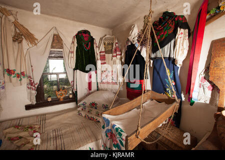 interior of the Ukrainian house authentic embroidery and decoration of the house Stock Photo