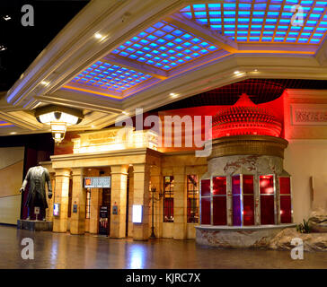 Las Vegas, Nevada, USA - November 17, 2017. Entrance to the Red Square vodka bar at Mandalay Bay resort in Las Vegas, with headless statue of Lenin. Stock Photo