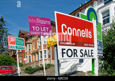 Maidstone, Kent, England, UK. For Sale and To Let property signs