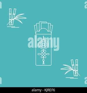 Chinese red envelopes of money and bamboo. Design for banner, poster or print. Stock Vector