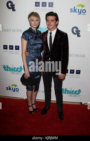 BEVERLY HILLS, CA - JUNE 25:  Paydin LoPachin Drake Bell attends the 4th annual Thirst Gala held at The Beverly Hilton Hotel on June 25, 2013 in Beverly Hills, California   People:  Paydin LoPachin Drake Bell Stock Photo