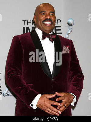 LOS ANGELES, CA - FEBRUARY 01: Steve Harvey poses in the press room at the 44th NAACP Image Awards at the Shrine Auditorium on February 1, 2013 in Los Angeles, California.   People:  Steve Harvey Stock Photo