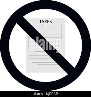 Prohibition of taxation symbol. Vector forbidden tax sign illustration Stock Vector