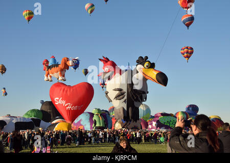 ALBUQUERQUE - OCTOBER 7: Hundreds of hot air balloons take flight during the International Balloon Fiesta in Albuquerque NM on October 7, 2016 Stock Photo