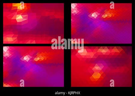 Background with triangle red pattern, Abstract mosaic background, Polygonal background - set Stock Vector