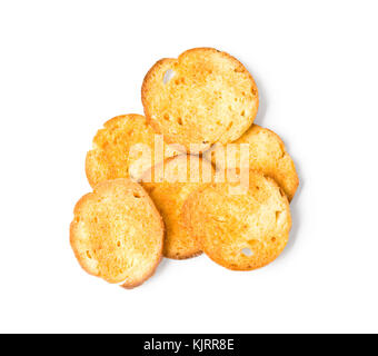 friedA round rusks, isolated on a white background  with clipping path Stock Photo