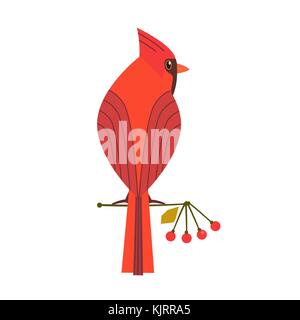 Cute Red Cardinal bird icon Stock Vector