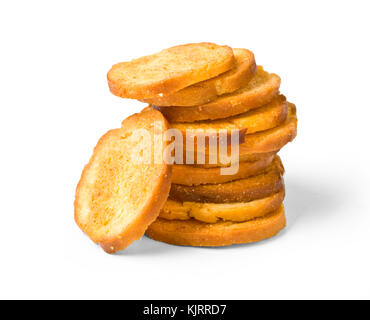 fried toasted round on white. with clipping path Stock Photo
