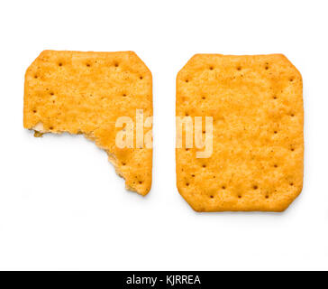 Saltine soda cracker isolated on whiteю with clipping path Stock Photo