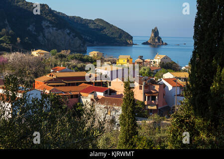 Agios Gordios beach at Corfu island,Greece Stock Photo