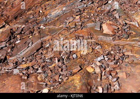 red chert rocks on a hill in the Marin Headlands in the Bay Area ...
