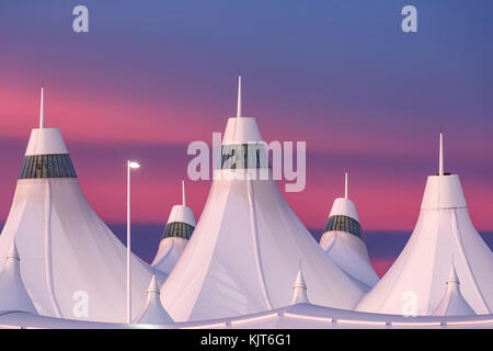 'Tent' fiberglass roof (designed by Fentress Bradburn Architects), Jeppesen Terminal Building, Denver International Airport (DIA), Denver, Colorado US Stock Photo