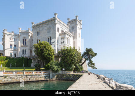 Castle Miramare in the bay close to Triest, Italy Stock Photo