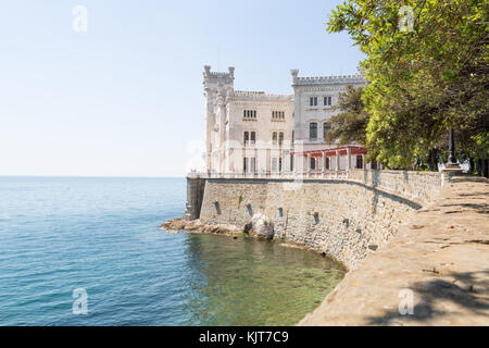 Castle Miramare in the bay close to Triest, Italy Stock Photo