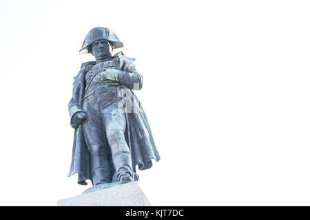 Statue of Napoleon on top of his monument at place d'Austerlitz in his birth city, Ajaccio, Corsica, France Stock Photo