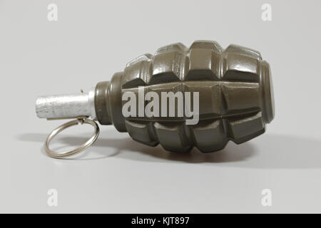 A closeup of a hand grenade. Stock Photo