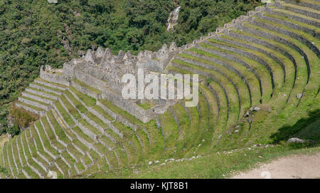 These ruins are some of the most original (not restored) on the whole Inca Trail, including Machu Picchu itself Stock Photo