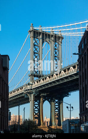 The Manhattan Bridge seen from Dumbo in Brooklyn Stock Photo