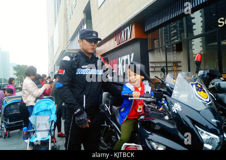 Shenzhen police open day scene, the appearance of the motorcycle service team. In Shenzhen, China. Stock Photo