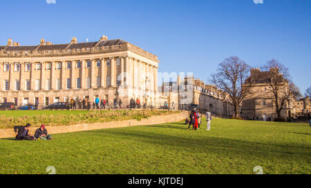 Architecture in Bath, Somerset, England including part of The Royal Crescent (left) Stock Photo