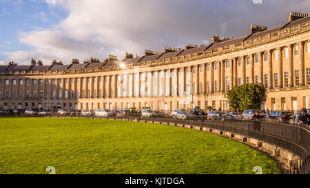 The Royal Crescent in Bath, Somerset, England, a row of 30 Gerogian era terraced houses Stock Photo