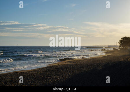 Sunset at the beach in Marbella Stock Photo