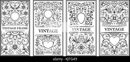 Set of vintage frames. Design elements for poster, emblem, sign, card. Vector illustration Stock Photo