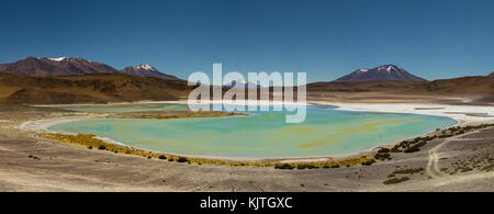 Photo taken in August 2017 in Altiplano Bolivia, South America: Panorama Laguna Verde Altiplano Bolivia Stock Photo
