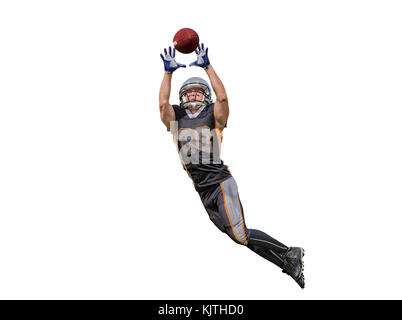 Isolated american football player catching the ball Stock Photo