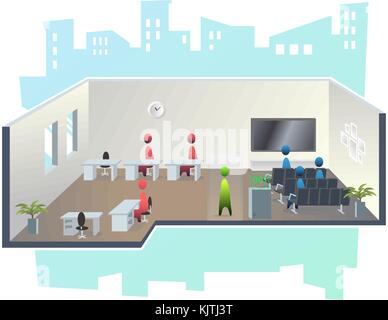 workflow in office illustration Stock Vector