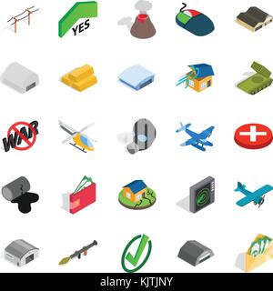 Combatant icons set, isometric style Stock Vector