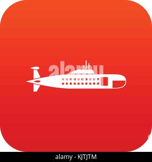 Military submarine icon digital red Stock Vector