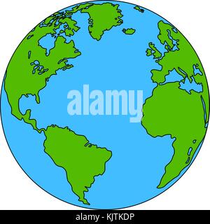 Planet Earth colored, the coloring vector Stock Vector
