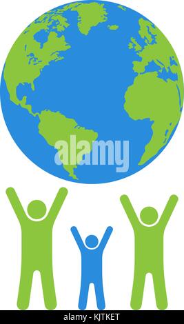 Earth globe with people, Forming Circle and Globe Stock Vector