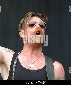 UNITED KINGDOM - 2012:  American rock band Eagles Of Death Metal in 2012 in  United Kingdom  People:  Jesse Hughes Stock Photo