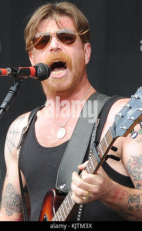 UNITED KINGDOM - 2012:  American rock band Eagles Of Death Metal in 2012 in  United Kingdom  People:  Jesse Hughes Stock Photo